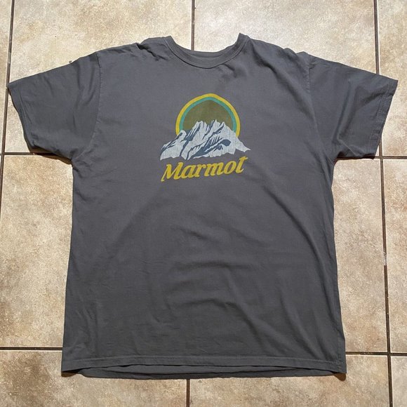 Marmot Other - Marmot Men’s T Shirt Size 2XL Mountain Peak Spell Out Organic Cotton Gray Hike